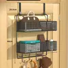 Colgador detrás de la puerta, artefacto para abrigos y sombreros de entrada, estante de almacenamiento montado en la pared, sin perforaciones, tendedero colgante lateral para puerta de dormitorio