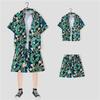 Traje Floral para Hombre Secado Rápido Verano Camisa de Manga Corta Moda Delgado Color Shorts de Playa Conjunto de Dos Piezas para Pareja