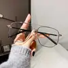 Gafas Ópticas Decorativas Planas Antiluz Azul Populares de Metal con Doble Puente Estilo Aviador para Hombres y Mujeres con Lentes para Miopía