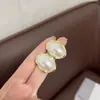 Pendientes de Botón Elegantes Simples Estilo Francés Lujo Ligero Gama Alta para Commuter Combinan con Todo Pendientes de Aguja de Plata para Mujer Pendientes de Perla Ovalada