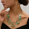 Colar e brincos femininos de temperamento multicamadas mistos com concha de cristal de moda transfronteiriça Europa e Estados Unidos (terno)