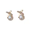 Nuevos Pendientes de Botón Estilo Coreano para Mujer Pendientes de Perla de Imitación con Diseño de Cruz Pendientes del Mismo Estilo que los Celebridades de Internet Joyería Lineal Versátil de Moda