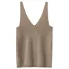 Nuevo Camisón de Cachemira Suave con Tirantes Finos Otoño/Invierno Top Interior Sexy Diseño Rayado Cuello en V Adelgazante Chaleco para Mujer