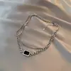 Estilo genial ~ collar de gemas negras de doble capa cadena de clavícula simple niche ins mismo que el de la celebridad de internet estilo coreano collar de alto nivel
