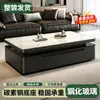Mesa de centro de vidro temperado de luxo leve, adequada para salas de estar, com design simples, grande capacidade de armazenamento e formato retangular, ideal para apartamentos pequenos