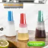 Pincel de silicone para óleo com tampa, frasco de silicone para óleo, resistente a altas temperaturas, para churrasco ao ar livre, panificação e como espátula especial para assar