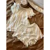 Pijama de Modal para Verano con Sujetador Incorporado para Mujer 2026 Nuevo Estilo Coreano Dulce Juvenil Conjunto de Pijama de Manga Corta Ropa de Casa