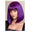 Pelucas de Moda Transfronterizas para Mujer, Pelucas de Fiesta, Pelucas de Cabello Corto Liso de Colores, Pelucas Europeas y Americanas de Cosplay de Anime