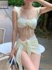 Conjunto de Saia Sexy de Alta Qualidade de Três Peças Casual Férias Puro Desejo Estilo Pequeno Fragrante Fenda Maiô Biquíni Feminino