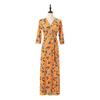 Vestido cruzado para mujer, con cuello en V, estampado adelgazante, una pieza, venta al por mayor Pg Dvf2025 Modelo nuevo de verano