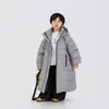 Casaco Longo de Inverno 2025 para Crianças Meninos e Meninas com Capuz Casual Estendido Quente para Meninas
