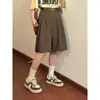 Verão Japonês Retrô Simples Cor Sólida Calças Sociais de Cinco Pontos Unissex Estilo Universitário Soltas Pernas Largas Caimento Casual Shorts