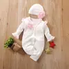 Mono de bebé de manga larga para niña de primavera y otoño, con dibujos animados, color rosa dulce, ropa para gatear de recién nacido, artículos claros