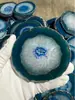 Posavasos de Rodaja de Ágata Natural Más Vendidos en la Sala de Transmisión en Vivo, Posavasos Redondos de Rodaja de Ágata con Paisaje, Accesorios de Iluminación