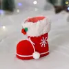Decoración Navideña Botas Navideñas Bolsa de Regalo Caja de Dulces Botas Flocadas Pequeño Regalo para Niños Bolsa para Empaquetar Dulces