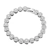 Conjunto de Joyería de Cadena de Tenis de Circonita Redonda Estilo Europeo y Americano, Conjunto de Dos Piezas de Pulsera y Collar Redondos, Joyería de Mano Cubana y Accesorio para el Cuello