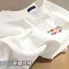 Camiseta de Algodón Puro Pesado Estilo Coreano para Mujer 2025 Verano Nuevo Holgada Blanca Talla Grande Marca de Moda Top de Manga Corta Ins