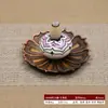 Porta-incienso Transfronterizo Adorno de Cerámica Quemador de Incienso de Aleación Estilo Japonés Base Bandeja para Incienso Uso en el Hogar Porta-incienso de Flujo Inverso Soporte para Incienso Juego de Dos