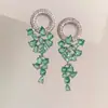 Brincos Europeus e Americanos Transfronteiriços de Borla Totalmente Diamantados para Uso Pesado, Geometria Floral, Alto Acabamento, Design Delicado, Brincos Modernos e Exquisitos