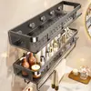 Estante multifuncional con ventosa para uso doméstico, solución de almacenamiento sin taladro y sin dejar rastro para baño y lavabo