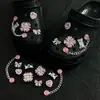 Accesorios para zapatos de zueco de ballet con mariposa de diamantes brillantes INS, hebilla de zapato universal desmontable hecha a mano de vidrio con strass blanco DIY