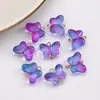 Colgante Individual de Vidrio con Gradiente de Colores Mariposa con Accesorios para el Cabello y Pendientes Hanfu, Colgante Pequeño Hecho a Mano para DIY, Materiales de Accesorios Multicolor