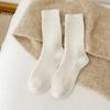 Calcetines de Cachemira de Color Sólido para Mujer de Caña Media Moda Copo de Nieve Otoño e Invierno Engrosados Cálidos Estilo Japonés Vintage Calcetines de Lana