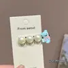 Lindo Pinza para el Cabello de Oso Azul de Dibujos Animados para Niñas, Pinza de Cocodrilo con Lazo y Perla Falsa, Pinza Lateral Dulce para el Cabello para Niños, Accesorio para el Cabello