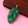 Colar com Fecho de Ouro 18K Pingente de Jadeíta Pingente de Jade Fecho Clipe Fivela Acessórios S925 Curto na Frente Longo Atrás