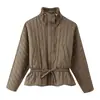 Atacado de fabricante de roupas femininas transfronteiriço 2026 AliExpress item mais vendido moderno jaqueta de algodão com gola alta e cordão de manga longa