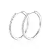 Pendientes Grandes de Circonita con Pedrería para Mujer Oro Plata Pendientes de Aro de Lujo Ligero Pendientes de Moda Transfronterizos Versátiles Exagerados Cierres de Pendiente Circulares