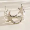 Pulseira Aberta Estrela do Mar Metalizada Plissada Transfronteiriça Europeia e Americana, Pulseira Exquisita da Moda Metálica, Joia Personalizada de Alto Padrão
