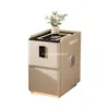 Mesa de cabeceira inteligente, multifuncional, uso doméstico, sem necessidade de instalação, com régua de energia, trava de senha, carregamento sem fio, armário de cabeceira de couro para quarto