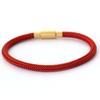 Corda de Couro 5mm Corda Vermelha Trançada Corda de Mão Aço Inoxidável Zhoujia Botão CTF Pulseira de Corda de Fio Dourado Rígido Transferível Usável