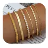 Pulsera de Cadena Retorcida Trenzada de Latón Chapado en Oro Real Transfronteriza Europea y Americana Set de Pulseras Estilo Lujo Ligero de Moda