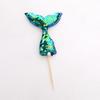Paquete de pastel de cola de pez con lentejuelas, tarjeta para pastel de cola de sirena oceánica, complemento para pastel de cumpleaños