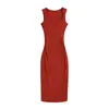 Vestido sexy sin mangas con escote en V para mujer, nuevo estilo de verano, ajustado, plisado, ceñido a la cintura, vestido bodycon de longitud media