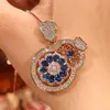 2026 Nueva Joyería Huabi Más Vendida Corindón Rojo Imitación Espinela Azul Oro Rosa Diamante Incrustado Colgante de Calabaza Collar
