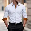 2026 Amazon Temu Comércio Exterior Mais Vendido Cardigã de Malha de Manga Longa com Gola Lapela Cor Sólida Camisa Havaiana para Homens