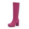 Botas calcetín altas gruesas botas de caballero botas de mujer botas de comercio exterior 32 botas de tacón alto Amazon nuevo 48 tela elástica Británicas