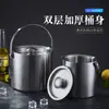Cubo de hielo de acero inoxidable engrosado, cubo doble para champán, cubo de hielo para vino, cubo de hielo para cerveza, cubo de hielo para utensilios de bar KTV