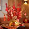 Bolsa de la Suerte Accesorios Dios de la Riqueza Fruta del Dinero Bayas Rojas Hojas de Ginkgo Eucalipto Arreglo Floral DIY Adornos de Año Nuevo Decoraciones