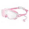 Gafas de natación para adultos con marco grande electrochapado transfronterizo personalizadas para hombres y mujeres, impermeables antivaho de alta definición con tapones para los oídos integrados