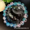 Pulsera Ins Estilo Étnico Mejor Amigo 10MM Más Vendida Hielo Agrietado Flor Estallada Cuentas Vidrio Cielo Estrellado Azul Marino Estilo Coreano