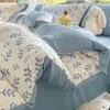 Conjunto Minimalista de Quatro Peças Classe A Estilo Ins Roupa de Cama Doméstica Lençol Capa de Edredom Algodão Lavado Gaze de Camada Dupla Capa de Colcha Roupa de Cama Jdzt