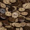 Botões Naturais de Coco com Bordas Vazadas, Botões de Dois Furos, Roupas Infantis Camisas, Casacos, Suéteres Decorativos Retrô, Jaquetas, Acessórios de Tricô