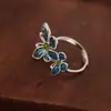 Anillo de Mariposa New Jasper Plateado para Mujer [] Esmalte Retro Guofeng Nicho Outlet de Fábrica