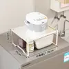 Estante de almacenamiento para encimera de cocina, soporte para ollas extensible, estante de almacenamiento multifuncional para microondas y olla arrocera para el hogar