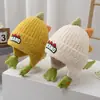 Gorro de Invierno para Niños Lindo Dibujo Animado Dinosaurio Gorro de Felpa Engrosado Resistente al Viento Cálido Gorro para Protección de Orejas de Bebé Gorro de Puño