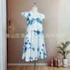 Saia infantil tingida em tie-dye feita à mão Yunnan Guizhou saia pequena tingida com plantas em tie-dye feita à mão renda vestido infantil